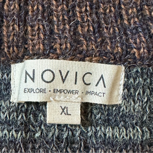 NOVICA Peruvian Alpaca Traveler Quarter Zip Stripe Sweater Men’s XL - Picture 5 of 14